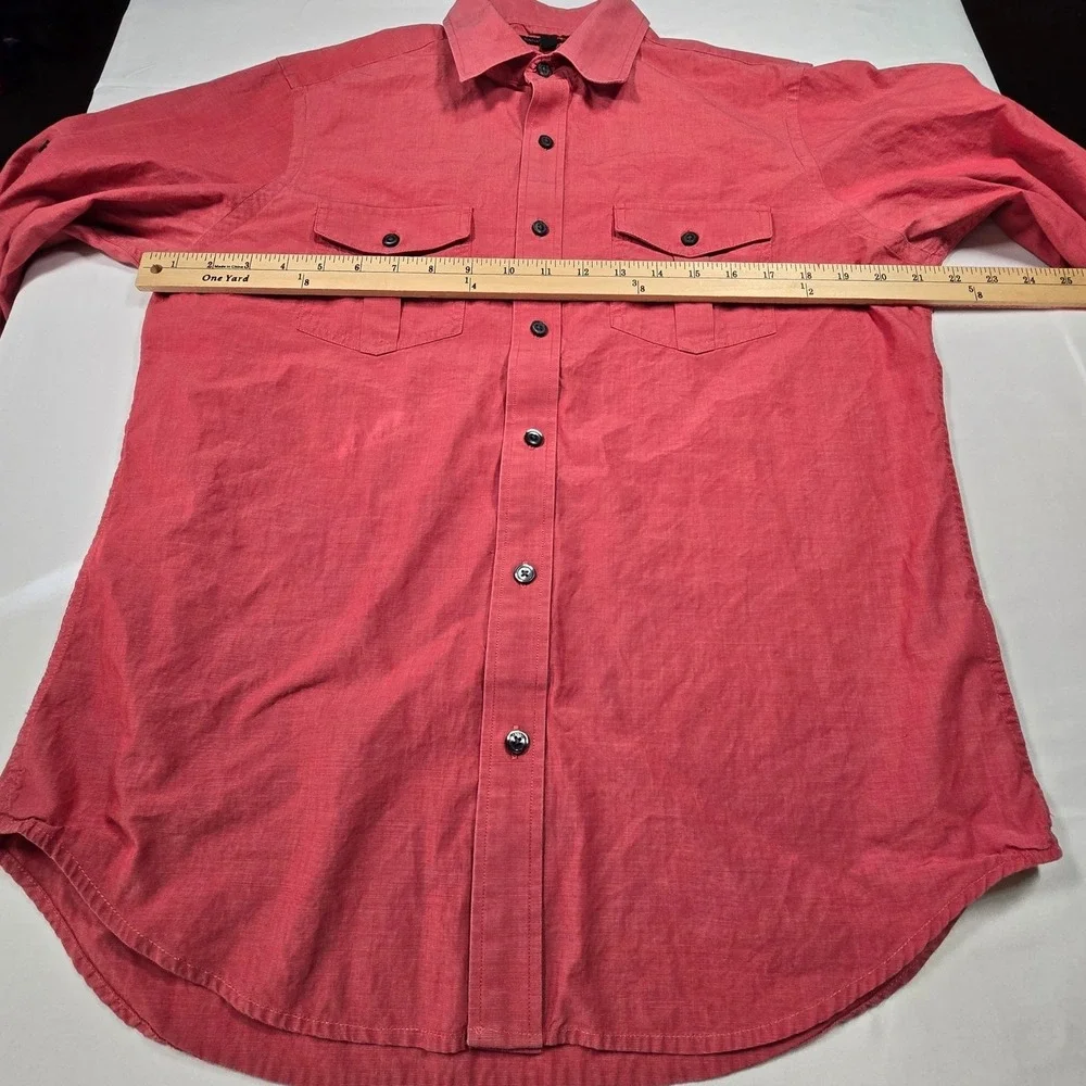 Banana Republic Mens Red Roll Tab Long Sleeve‎ Button Down Utility Shirt Medium